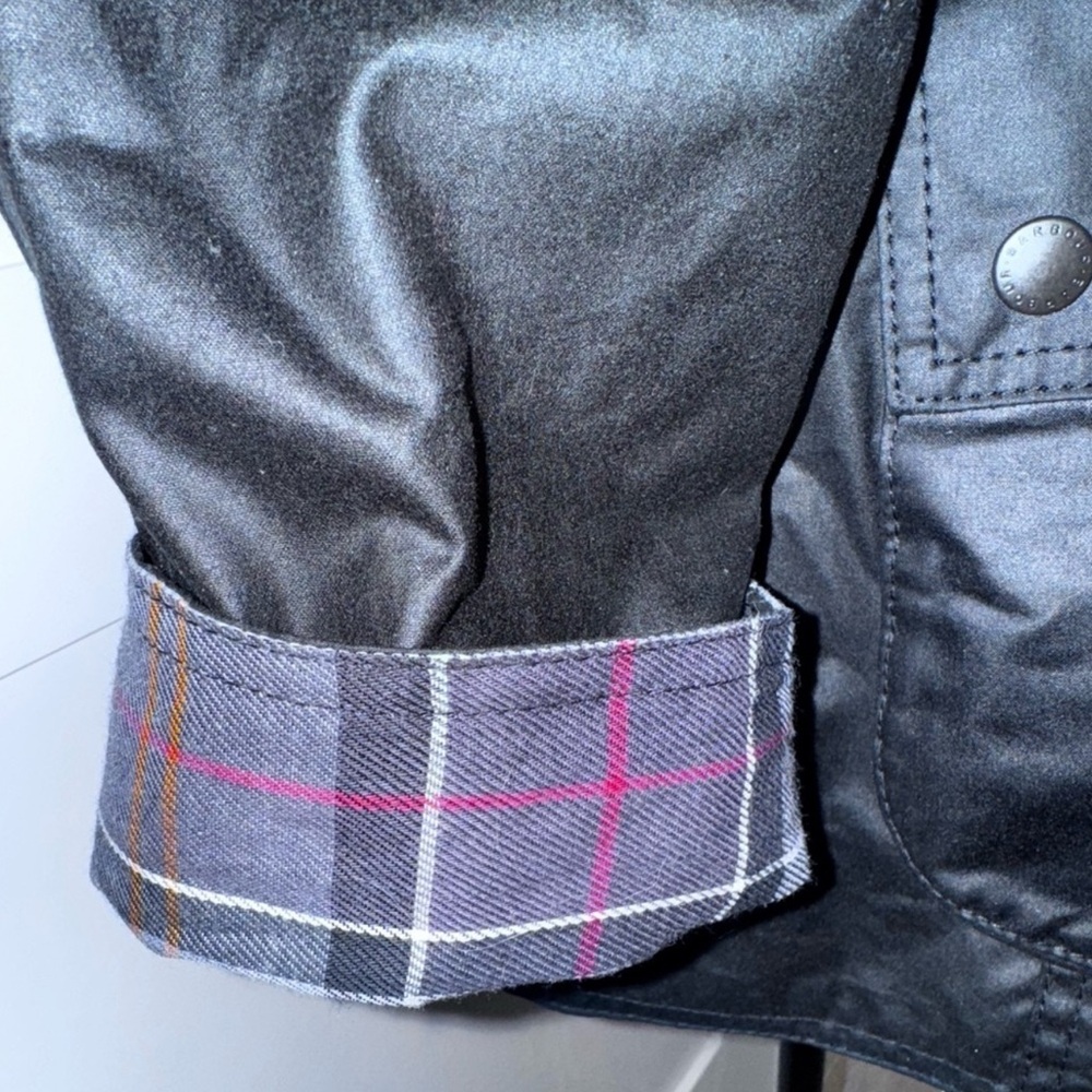 Barbour Beadnell Waxed Cotton Black Jacket 8US - Picture 3 of 7